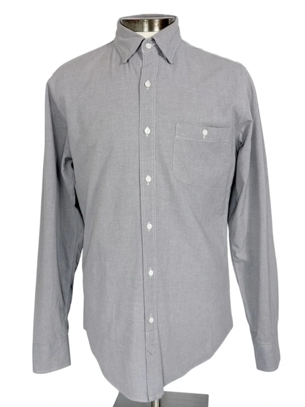 J.Crew Mens M Gray Oxford Shirt Classic Button Down Cotton Long Sleeve Pocket